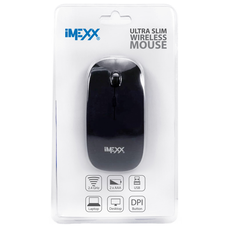 Imexx Ultra Slim Wireless Mouse - Black - Image 3