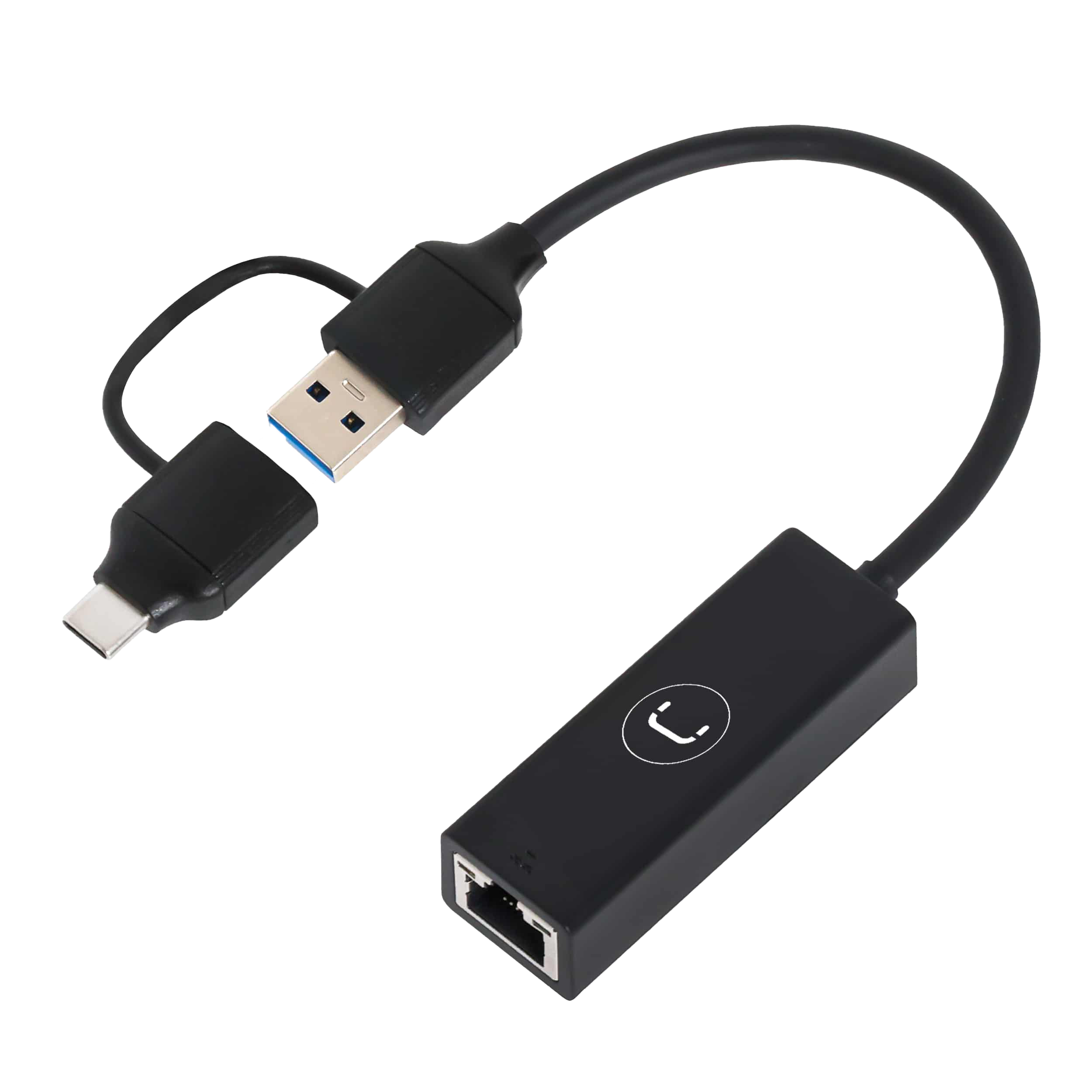 Unno Tekno 2-IN-1 USB A & C To Gigabit Ethernet Adapter