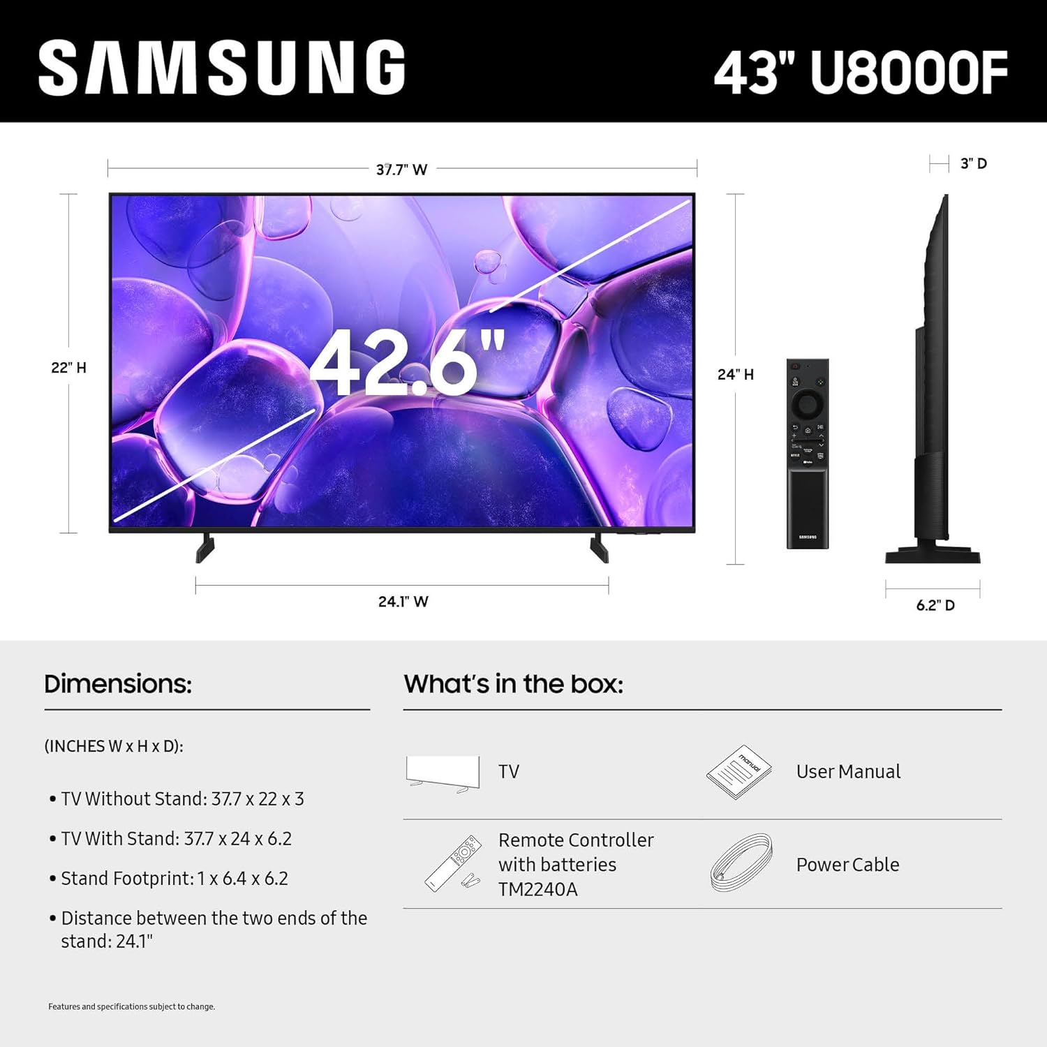 Samsung 43" Crystal UHD 4K Smart TV U8000F - Image 2