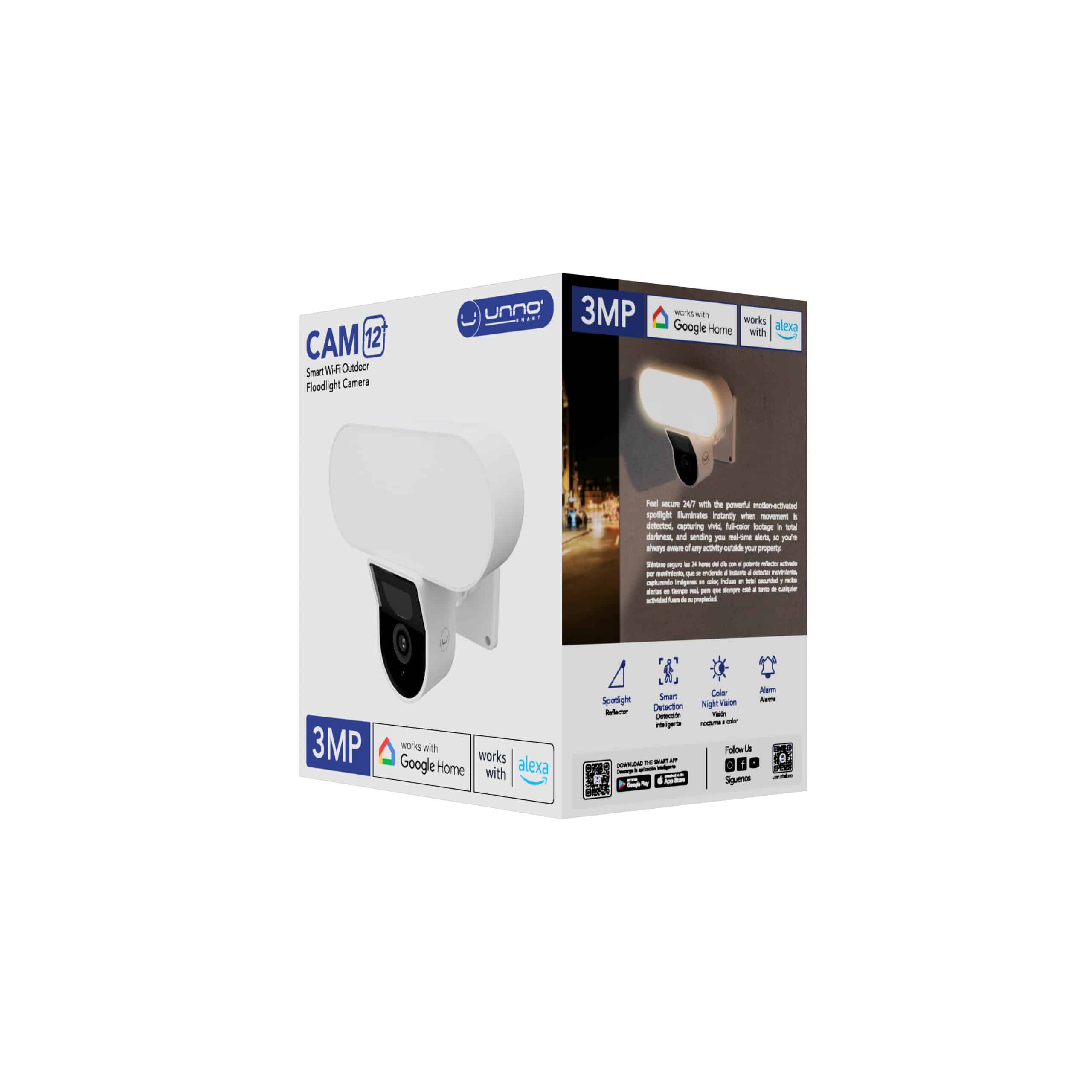 Unno Tekno Cam12+ 3MP Smart Outdoor Floodlight Camera - Image 3