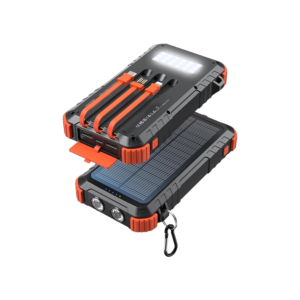Uukto Power-Bank-Solar-Charger 45800mAh Fast Charging with 3 Built-in Cables LED Flashlight